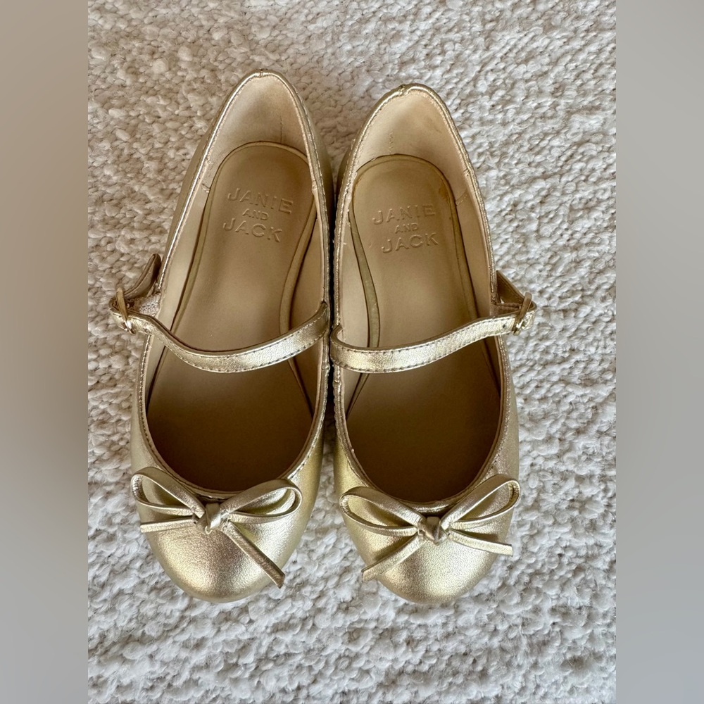 Janie and Jack Girls gold Maryjane shoes
